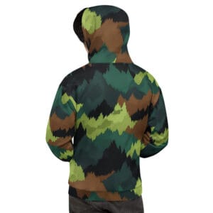 Camo lifestyle mascot hoodie with all-over camo print and WRO mascot on the pocket
