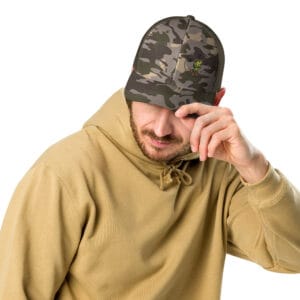 Tactical Camouflage Trucker Hat with WRO Logo Offset to One Side