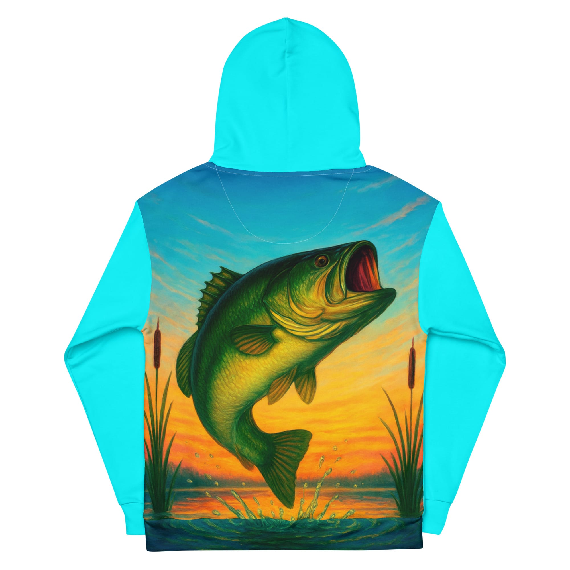 Turquoise Largemouth Bass Hoodie - Image 4