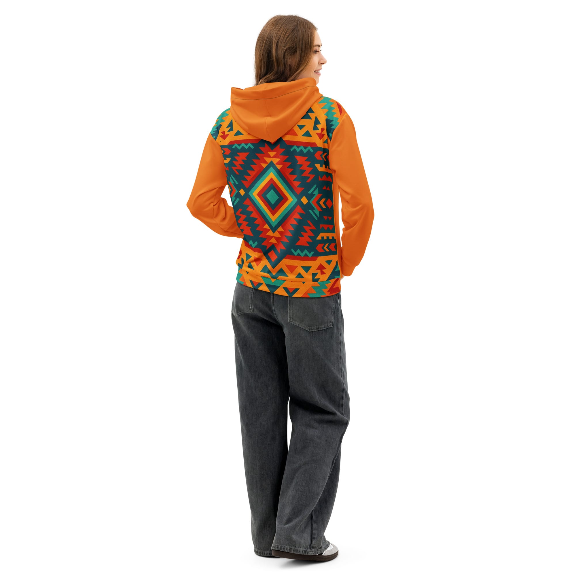 Southwestern pattern all-over print hoodie with Aztec design