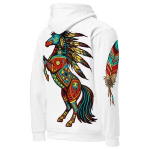 Southwestern horse hoodie with premium cotton fabric and Aztec mare design
