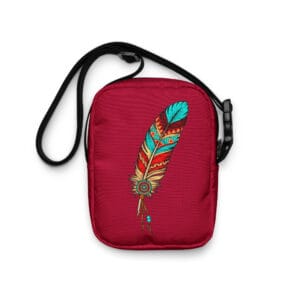 Southwestern Crossbody Bag with Feather Leather and Bead Design