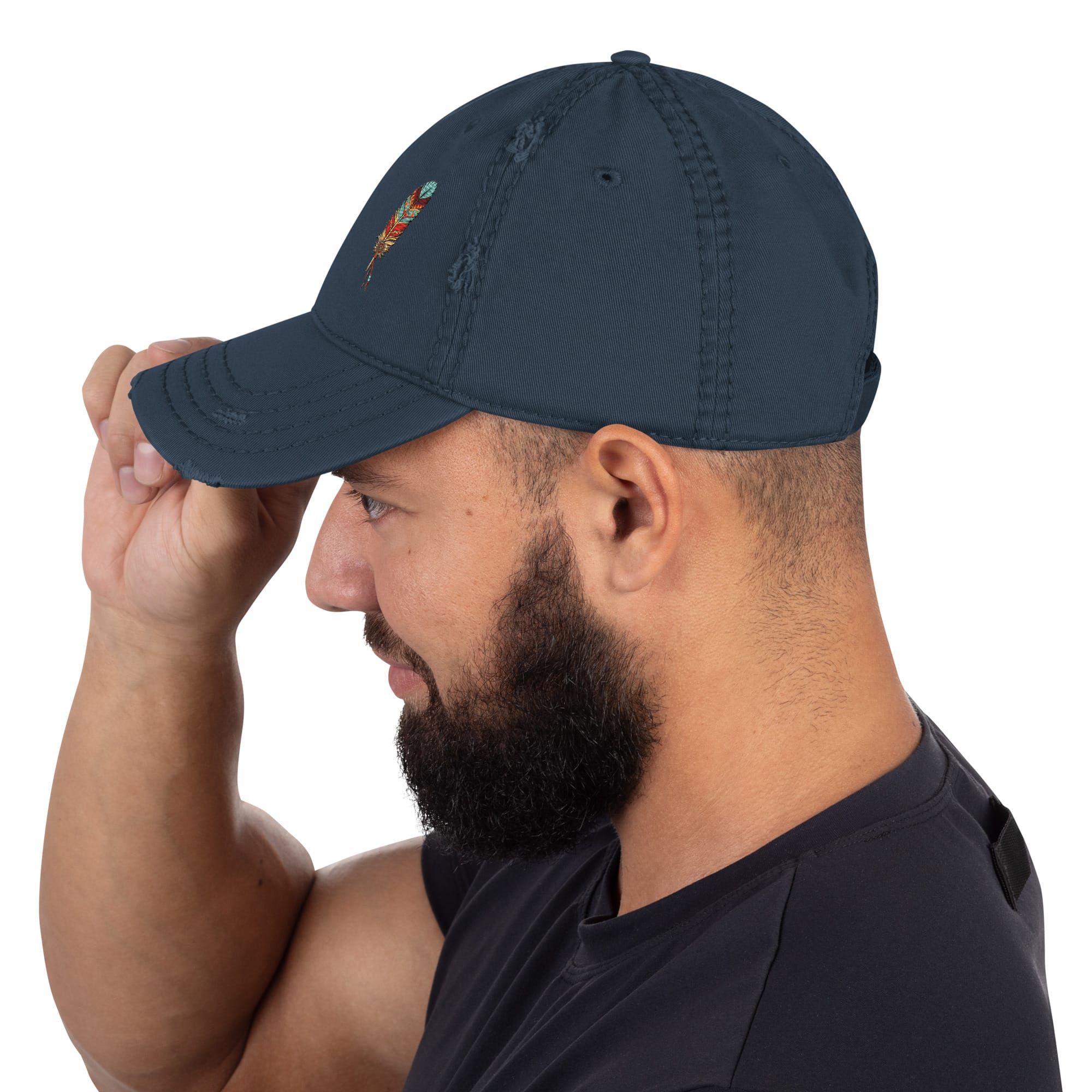 Native Spirit Feather Distressed Dad Hat - Image 7
