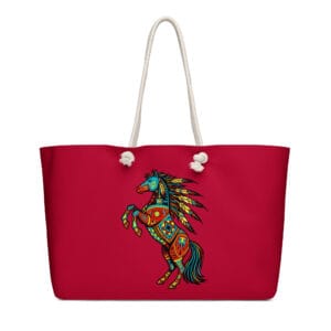 Oversized Southwestern Weekender Bag with Horse and Tribal Desert Pattern