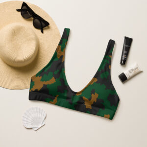 Camo padded bikini top in green and brown racerback style by Witlacoochee River Outdoors