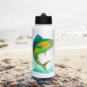 Stainless steel water bottle with a straw lid