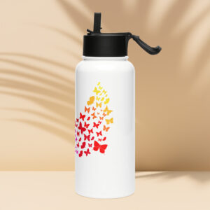 Stainless steel water bottle with a straw lid