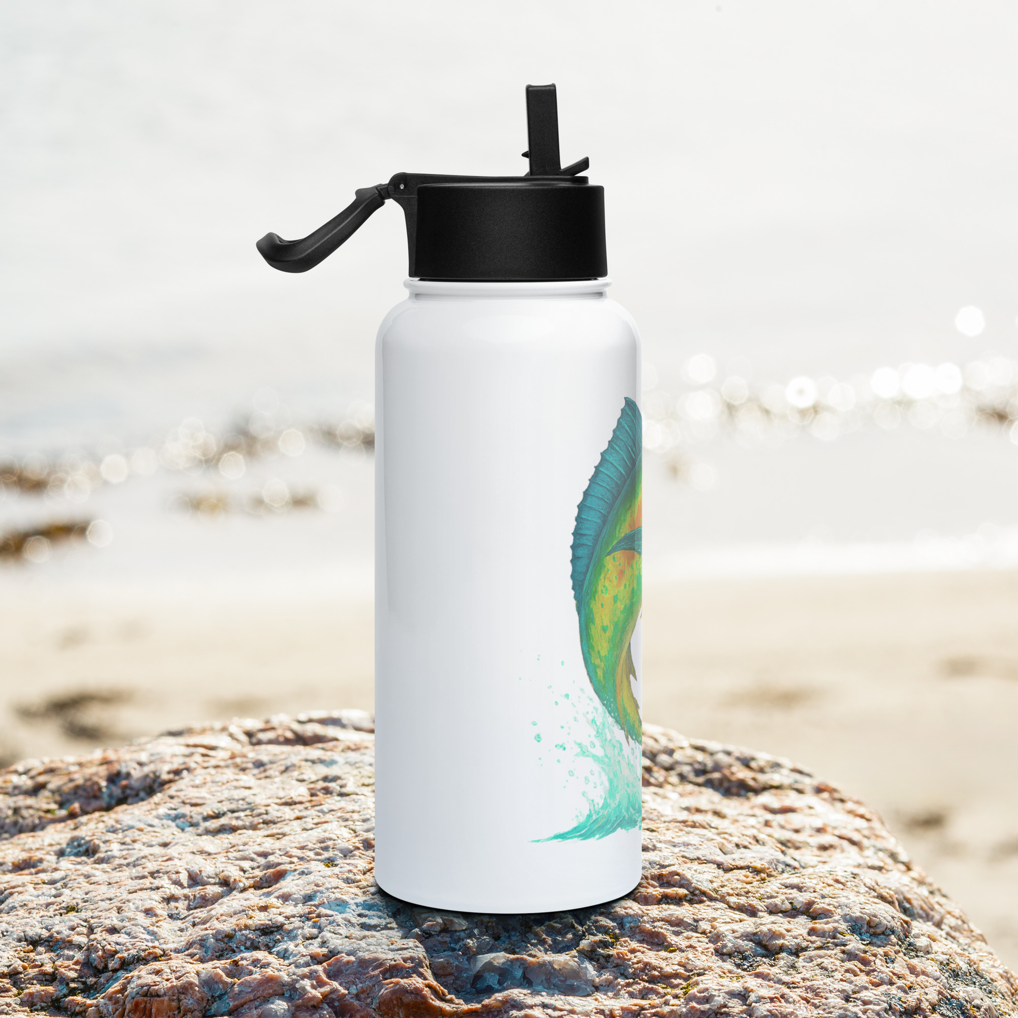 Stainless steel water bottle with a straw lid - Image 2