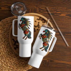 Travel mug with a handle