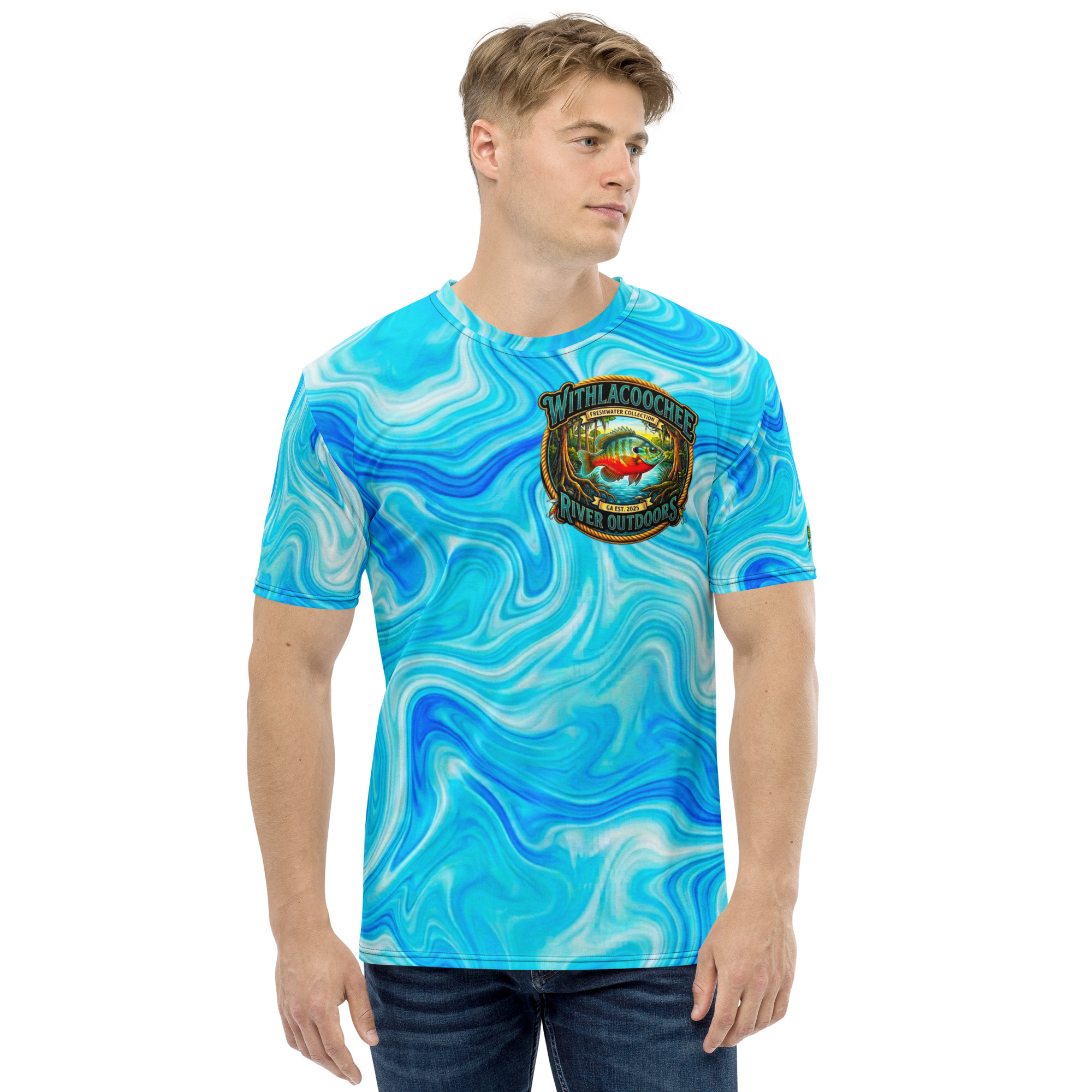 Redbreast Sunfish Freshwater Fishing Graphic Tee Men's Shirt - Image 4