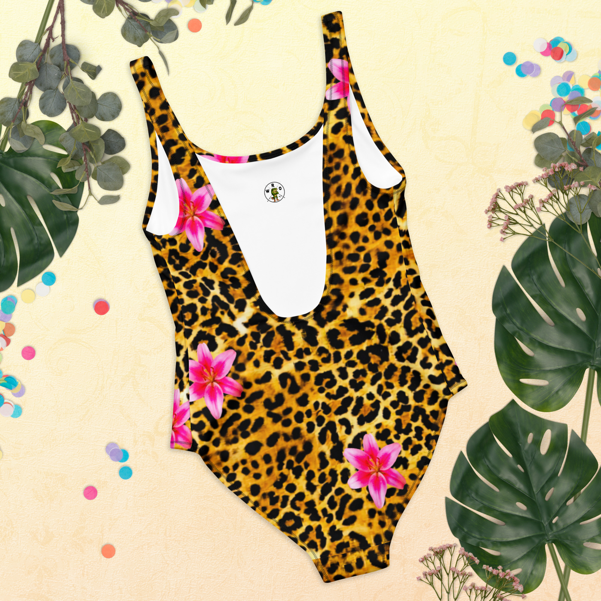 All-Over Print Leopard Floral One-Piece Swimsuit | Withlacoochee River Outdoors - Image 12