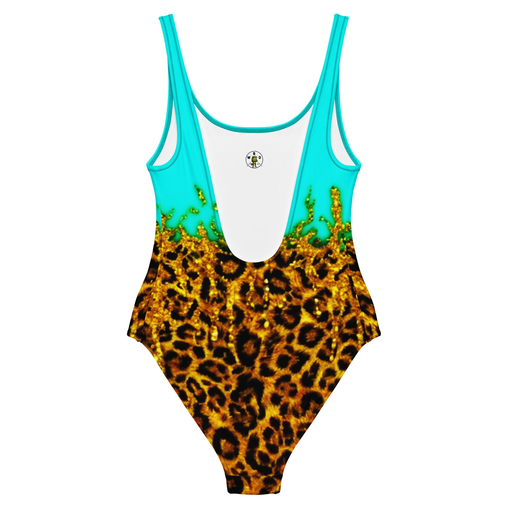 All-Over Print Teal Leopard Print One-Piece Swimsuit | Withlacoochee River Outdoors - Image 6
