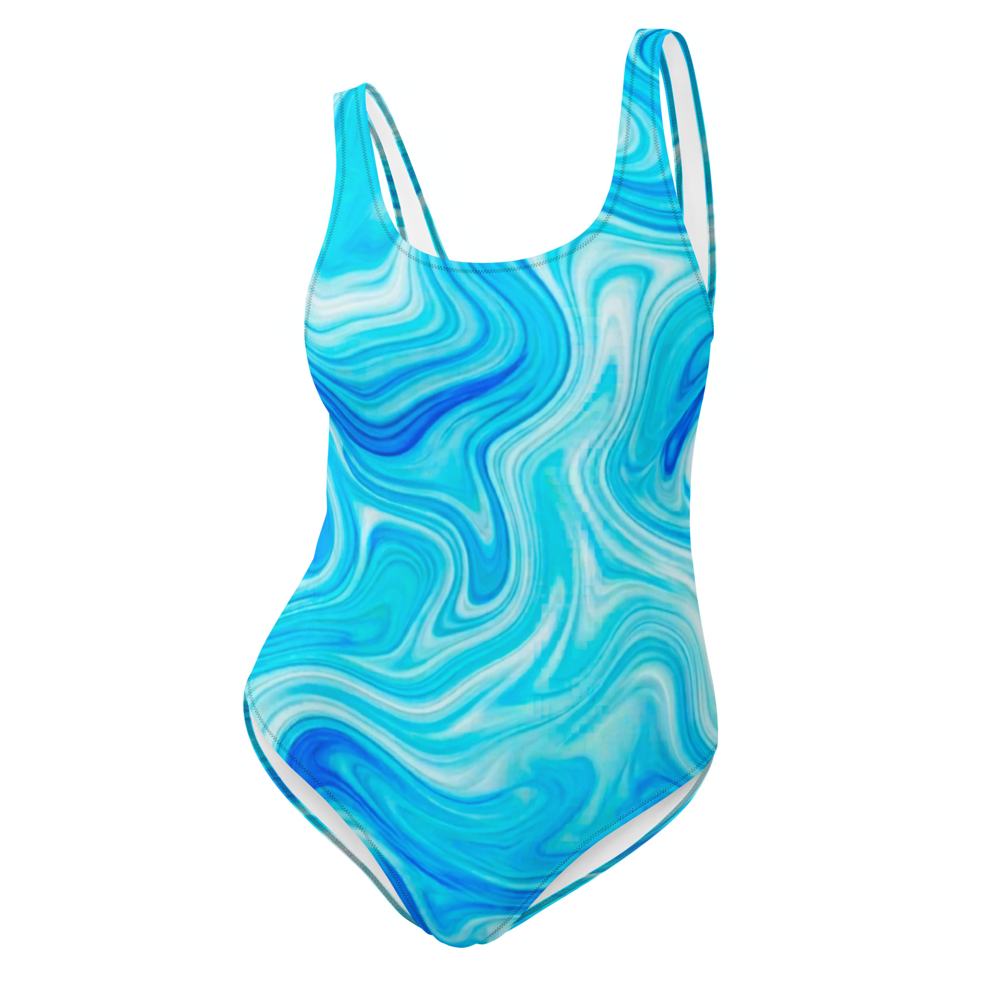 Blue marble one-piece swimsuit in swirl design by Witlacoochee River Outdoors