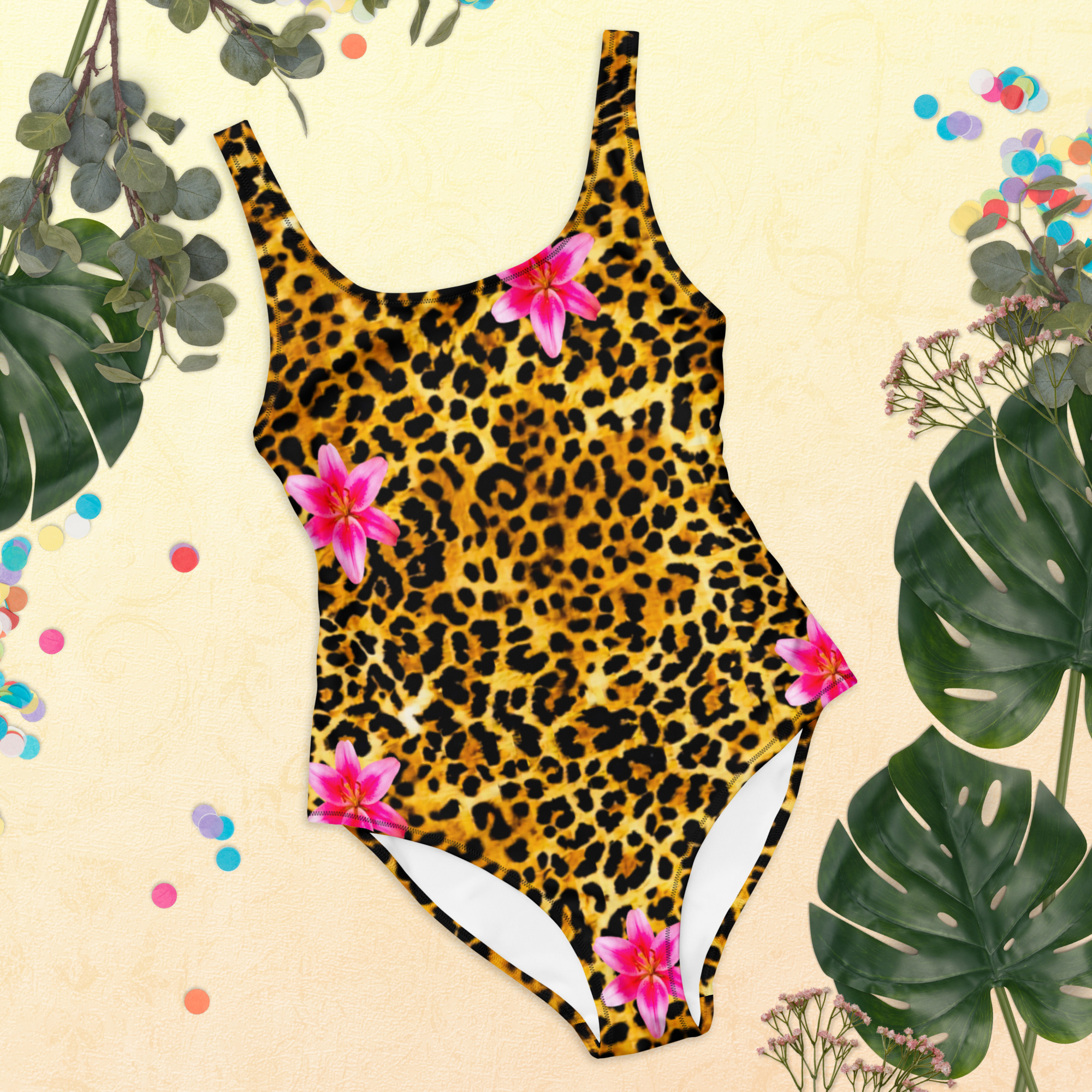 All-Over Print Leopard Floral One-Piece Swimsuit | Withlacoochee River Outdoors - Image 11