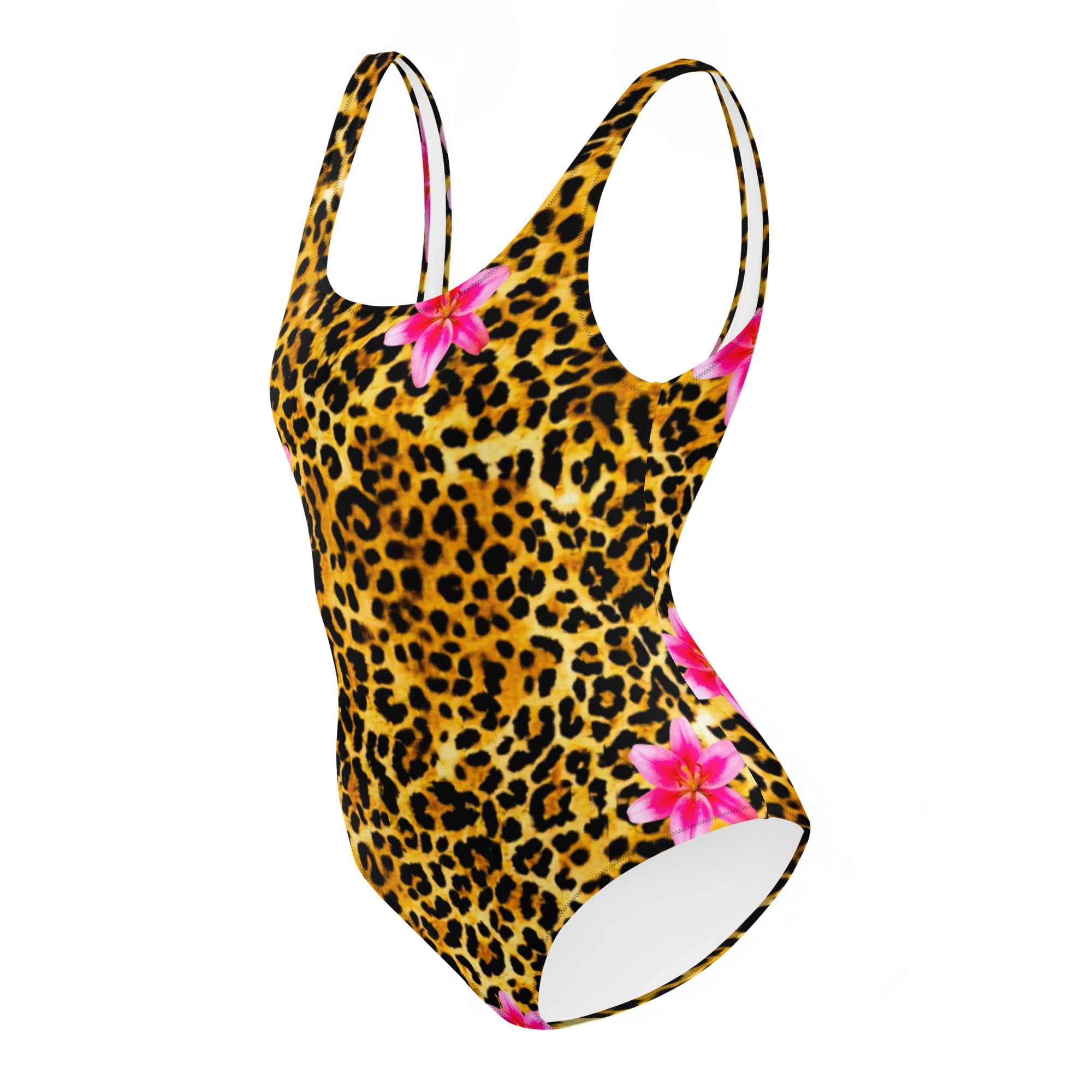 All-Over Print Leopard Floral One-Piece Swimsuit | Withlacoochee River Outdoors - Image 4