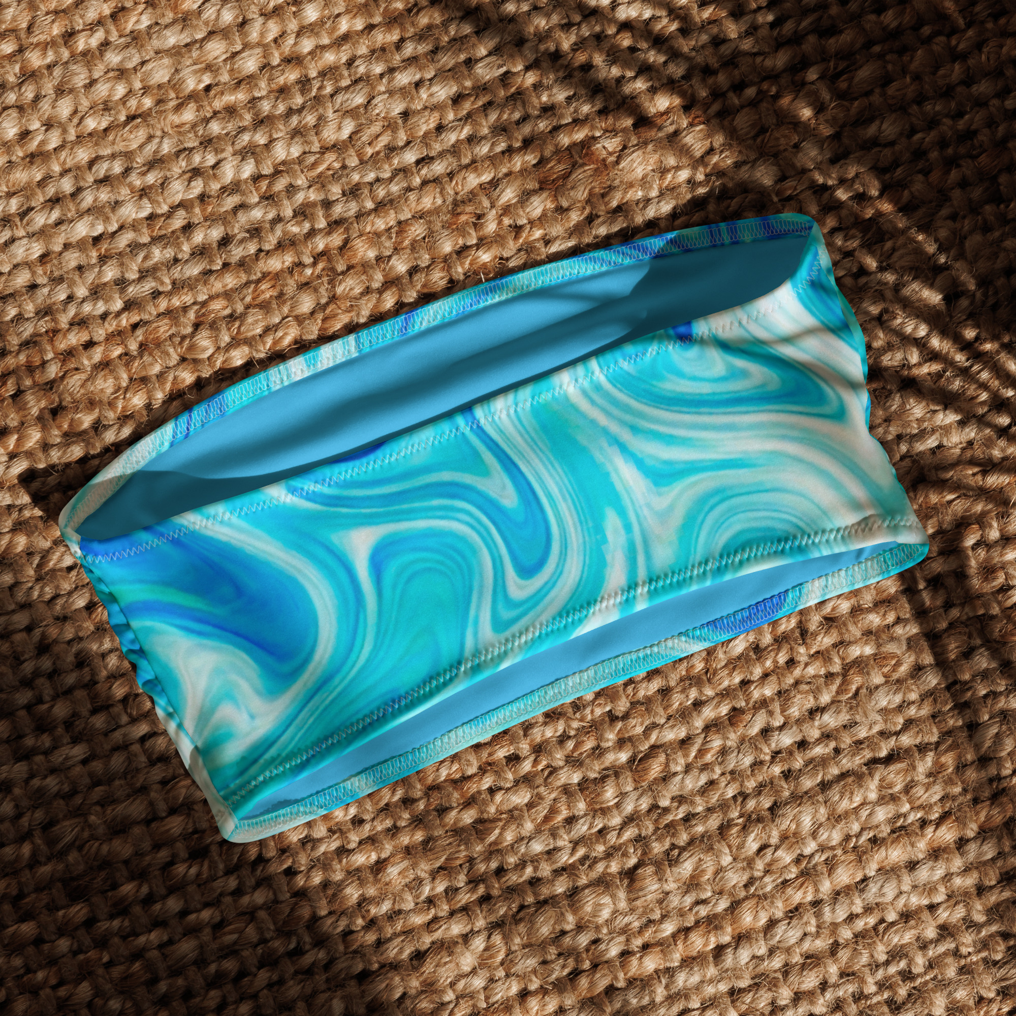 Blue Marble Bandeau Bikini - Image 4