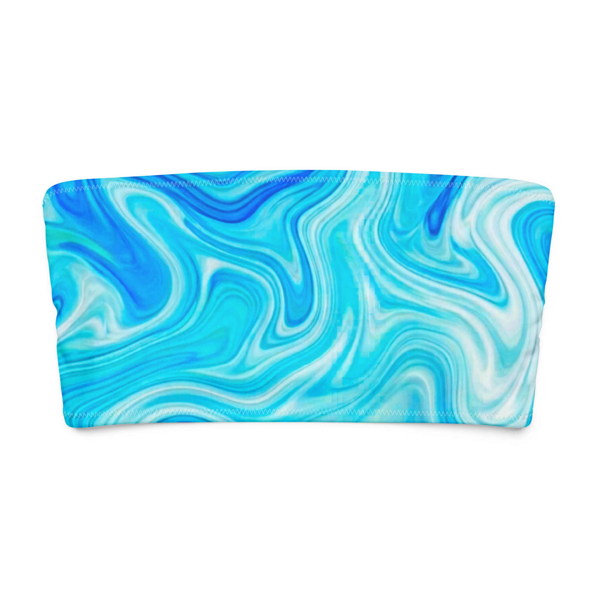 Blue marble bandeau bikini top in swirl design by Witlacoochee River Outdoors