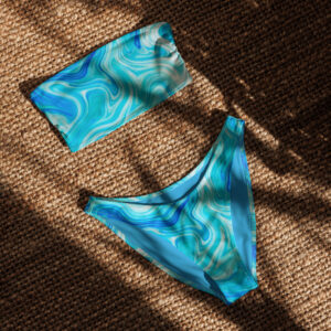 Blue marble bandeau bikini in swirl design by Witlacoochee River Outdoors
