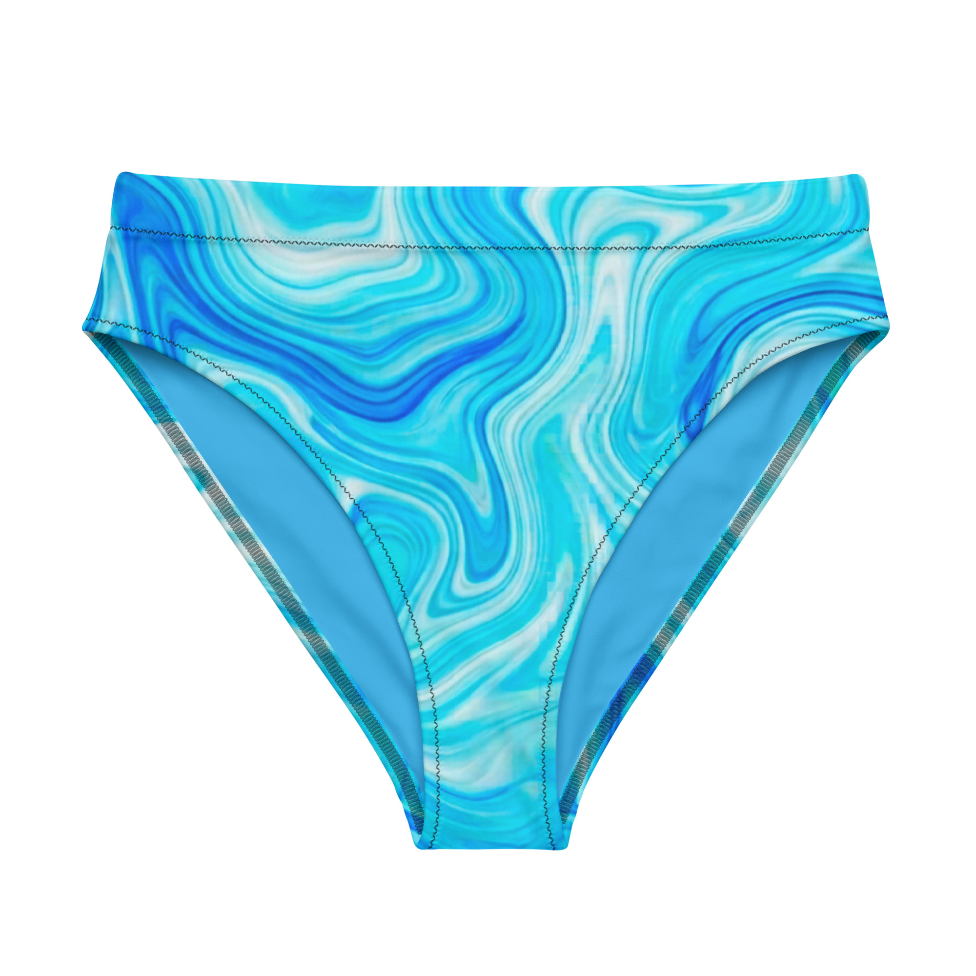 Blue Marble High-Waisted Bikini Bottom - Image 2