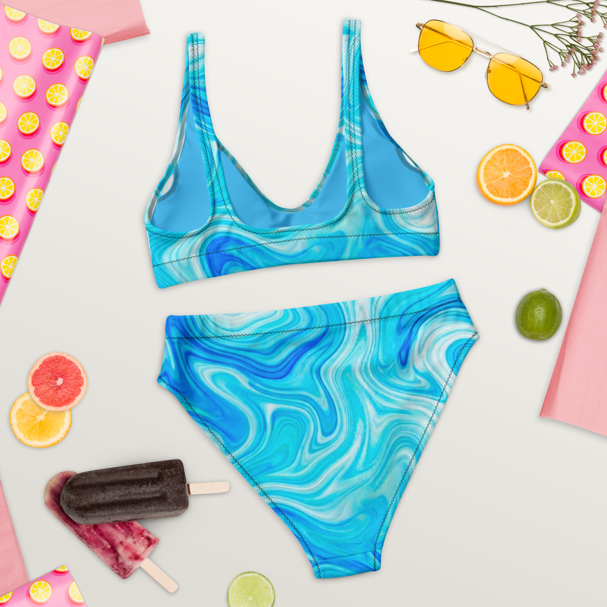 Blue Marble High-Waisted Bikini - Image 9