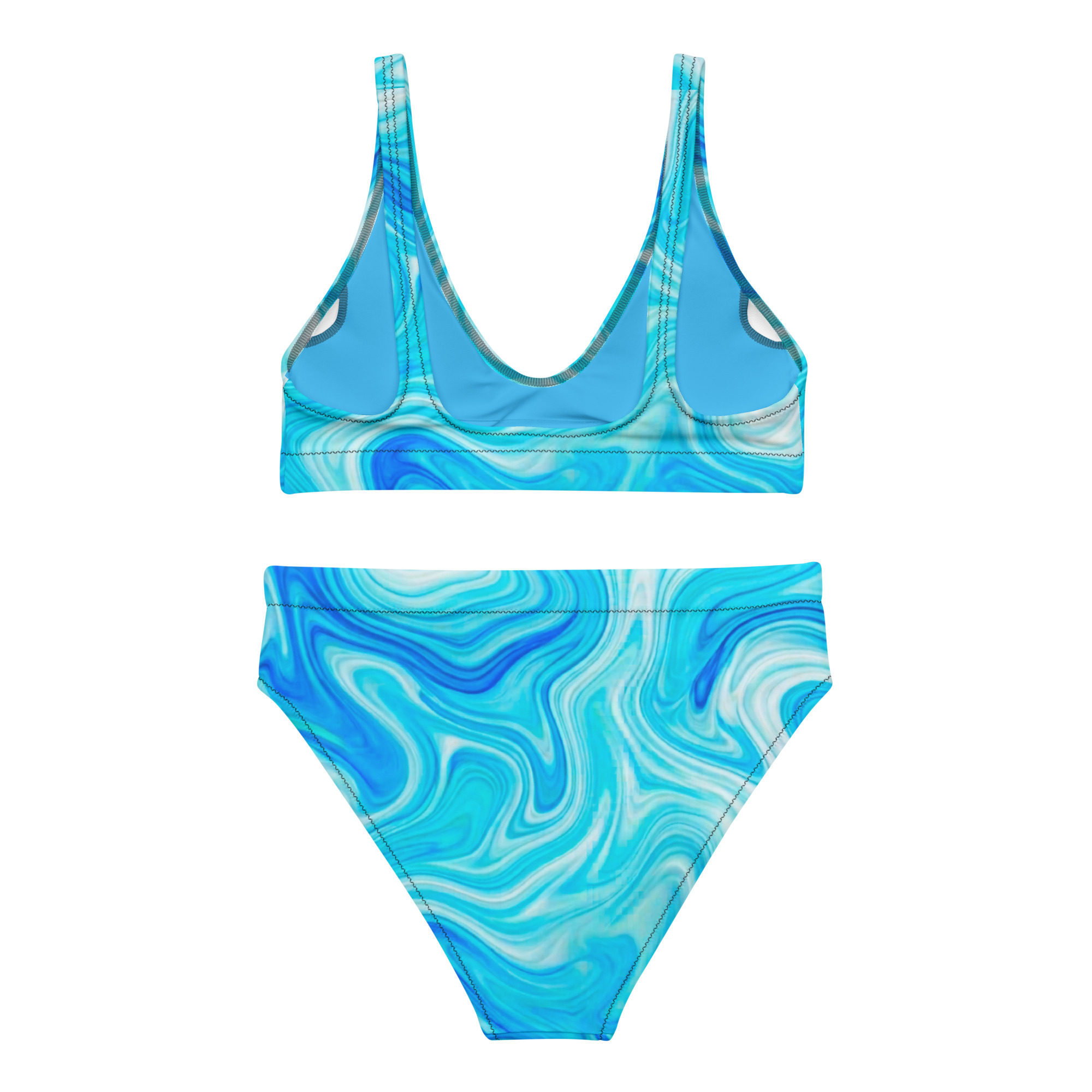 Blue Marble High-Waisted Bikini - Image 3