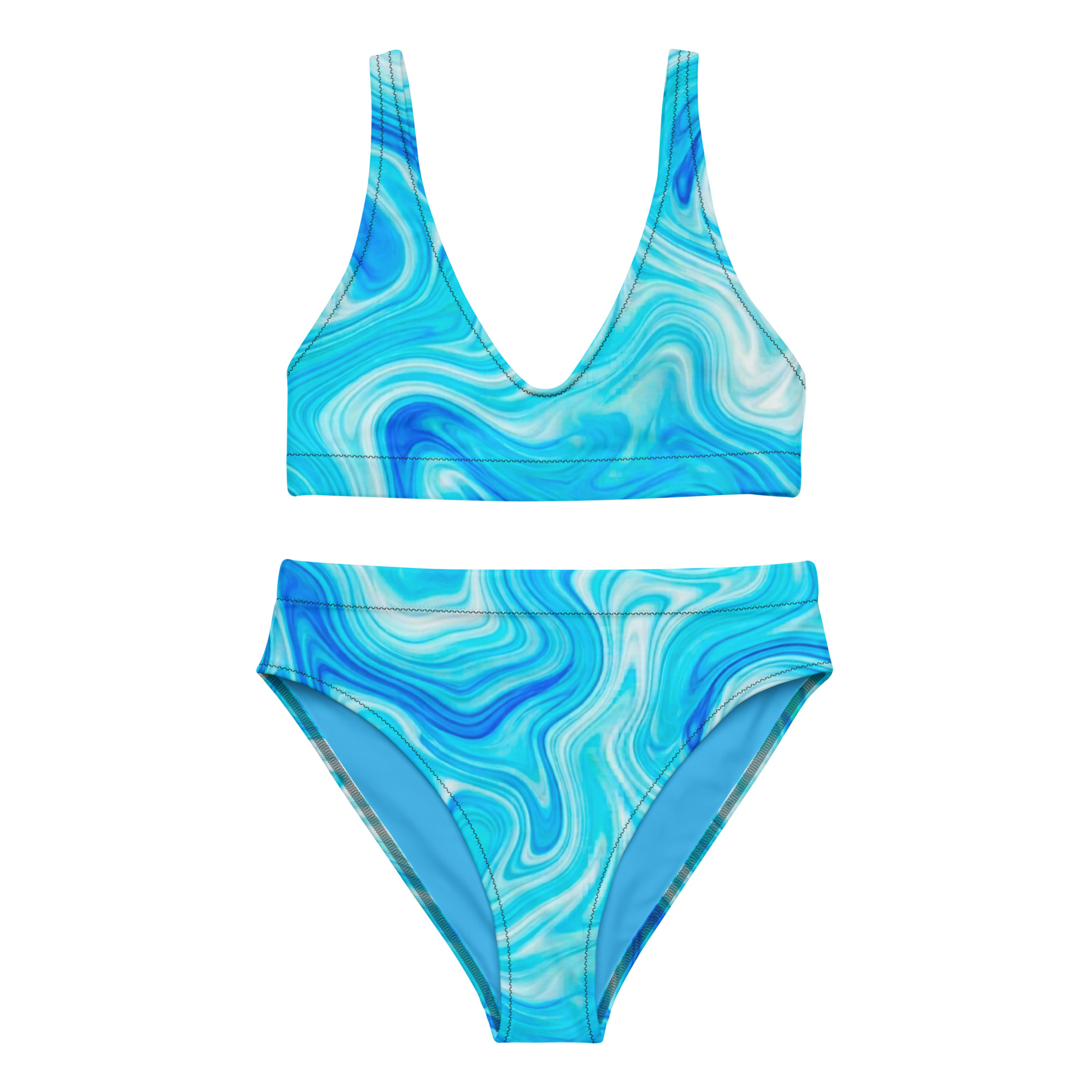 Blue Marble High-Waisted Bikini - Image 2