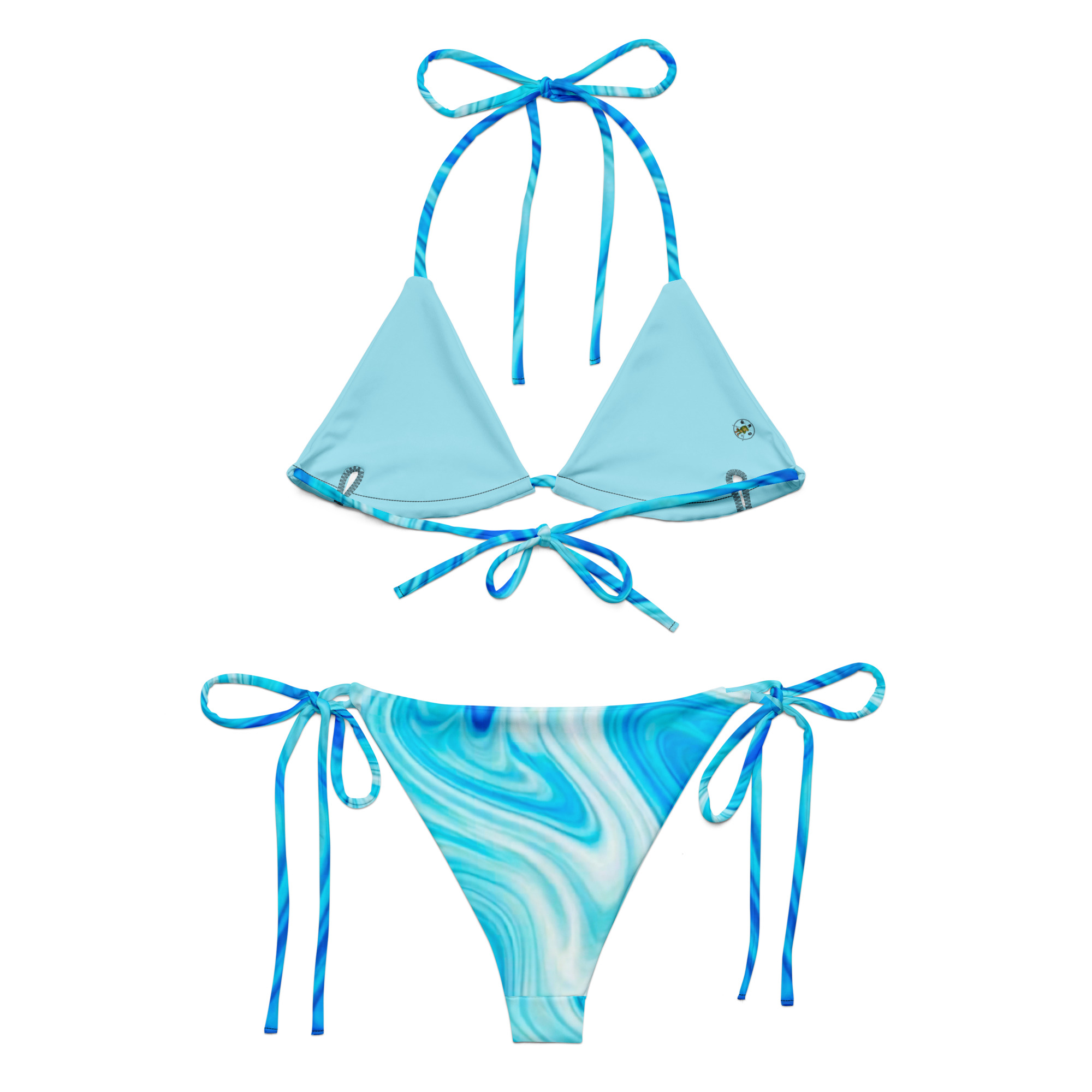 All-Over Print Blue Marble String Bikini - Image 3
