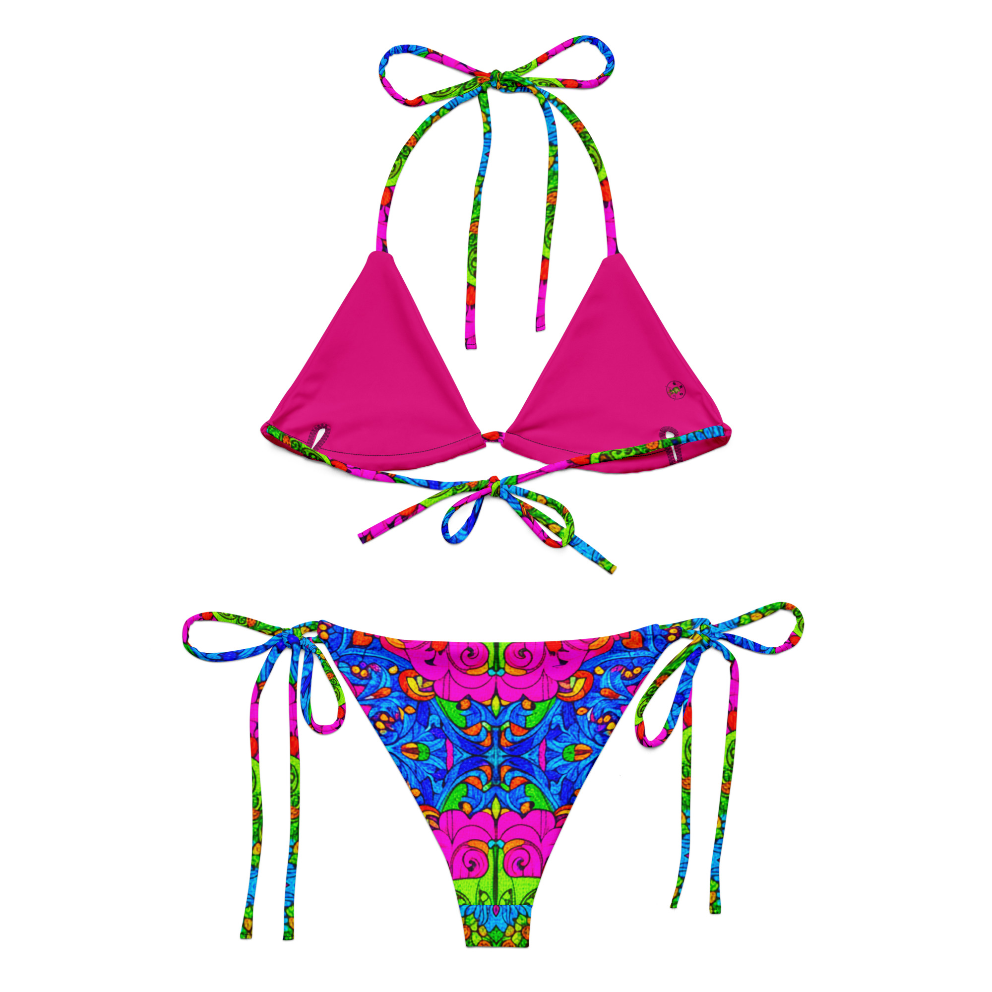 All-Over Print Tropical Print String Bikini - Image 3