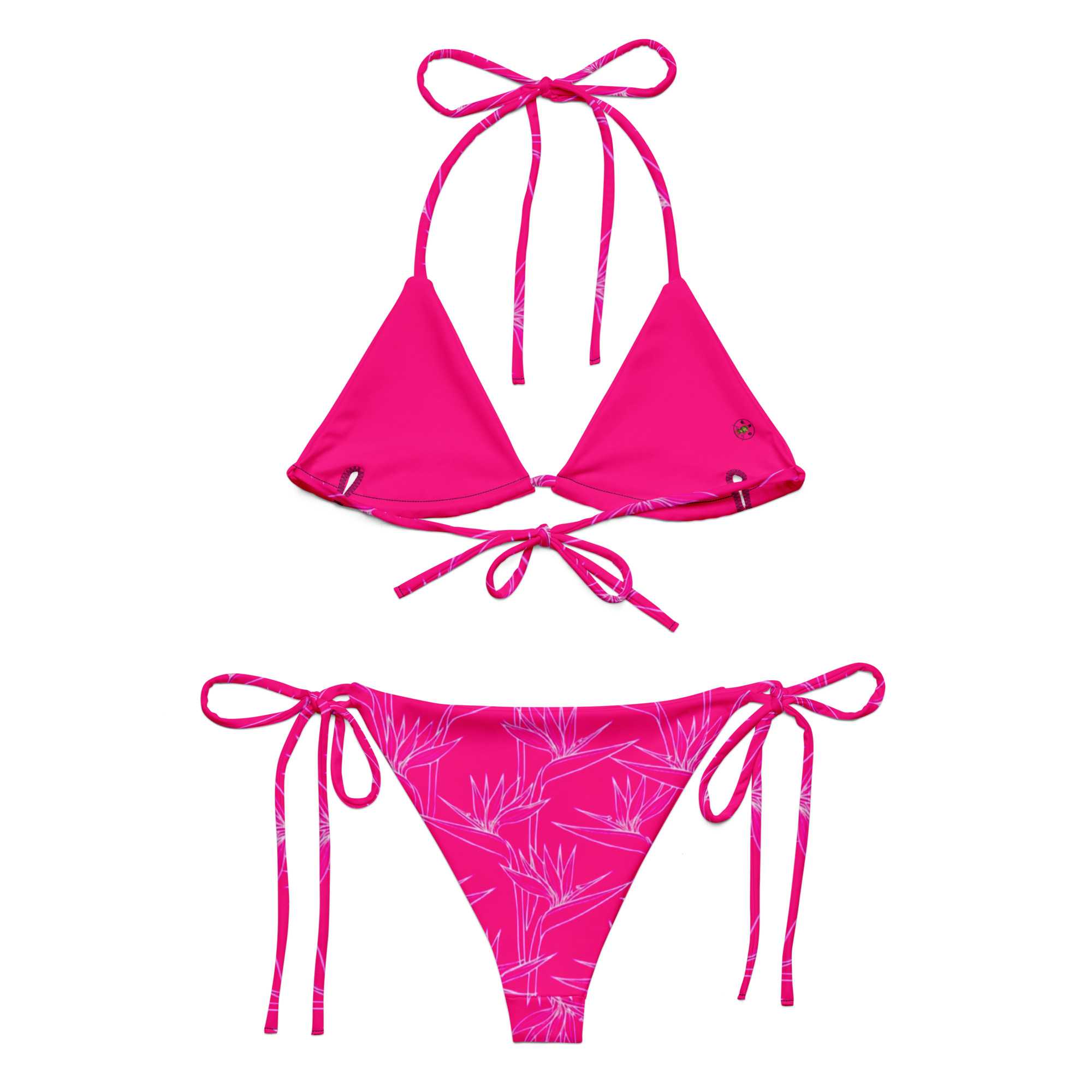 All-Over Print Pink Tropical String Bikini | Withlacoochee River Outdoors - Image 3