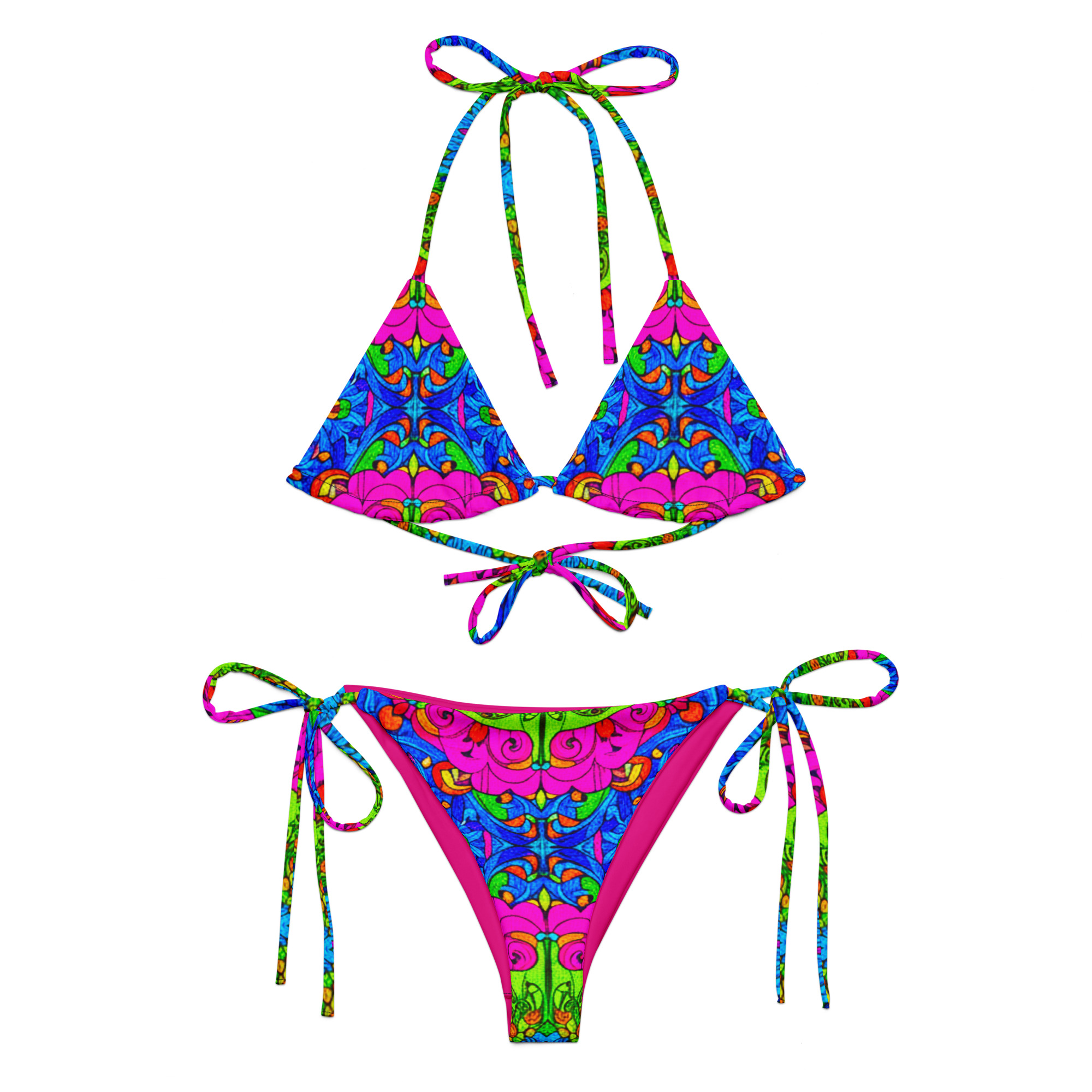 All-Over Print Tropical Print String Bikini - Image 2