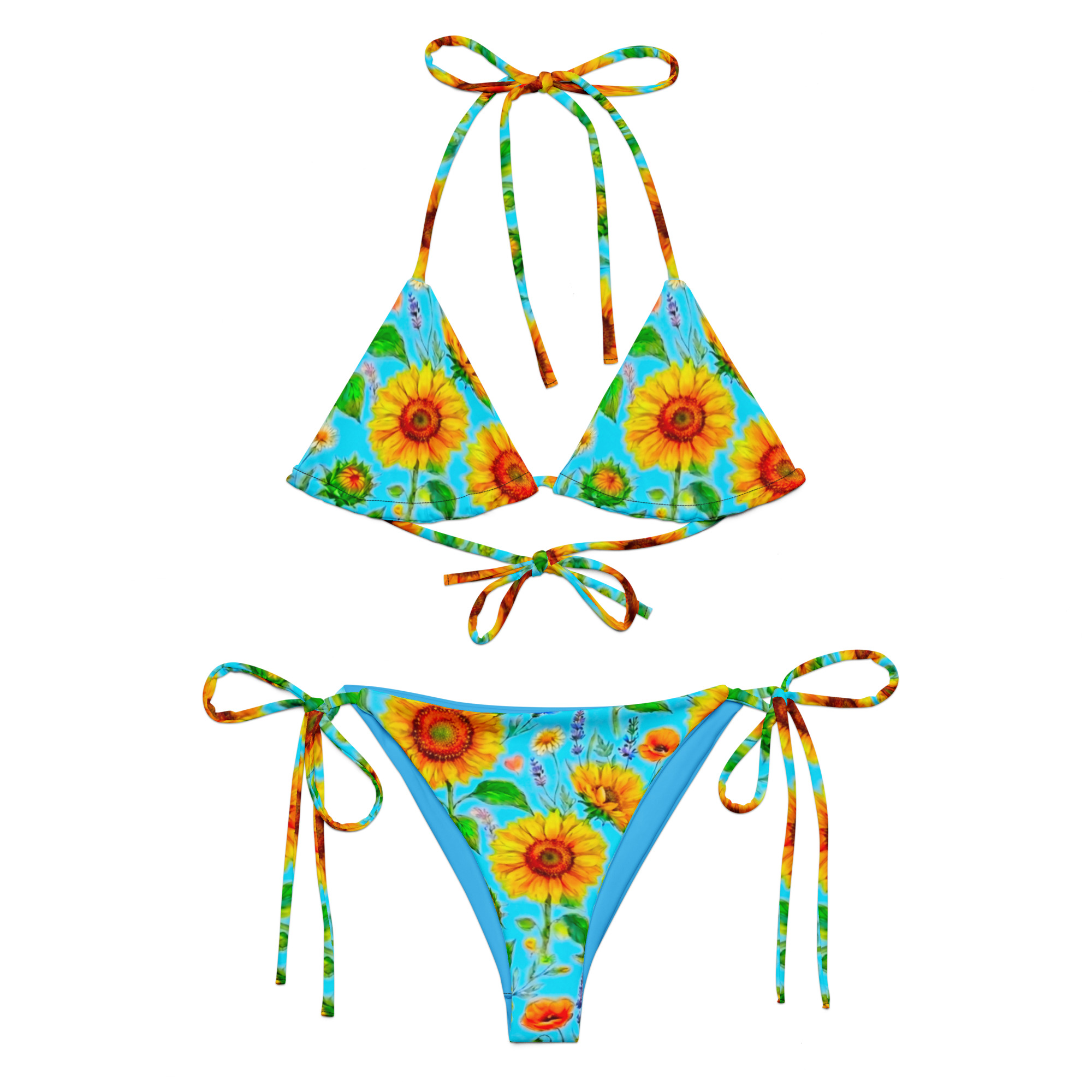 All-Over Print Floral String Bikini Set - Image 2