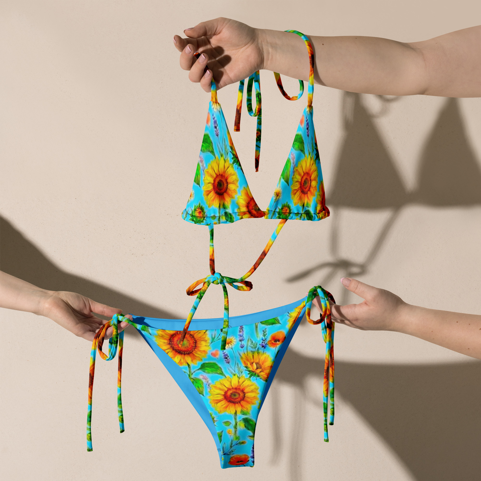 All-Over Print Floral String Bikini Set - Image 4