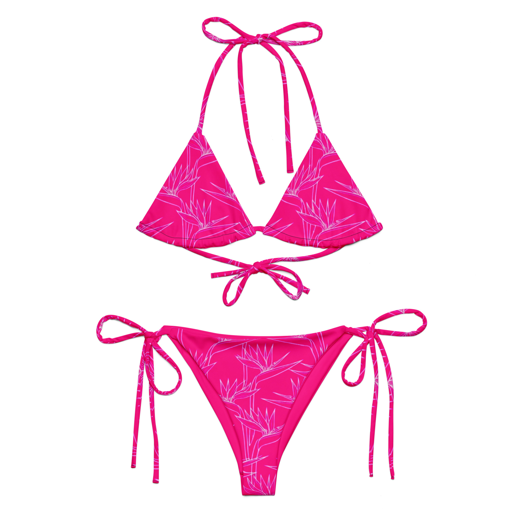 All-Over Print Pink Tropical String Bikini | Withlacoochee River Outdoors - Image 2