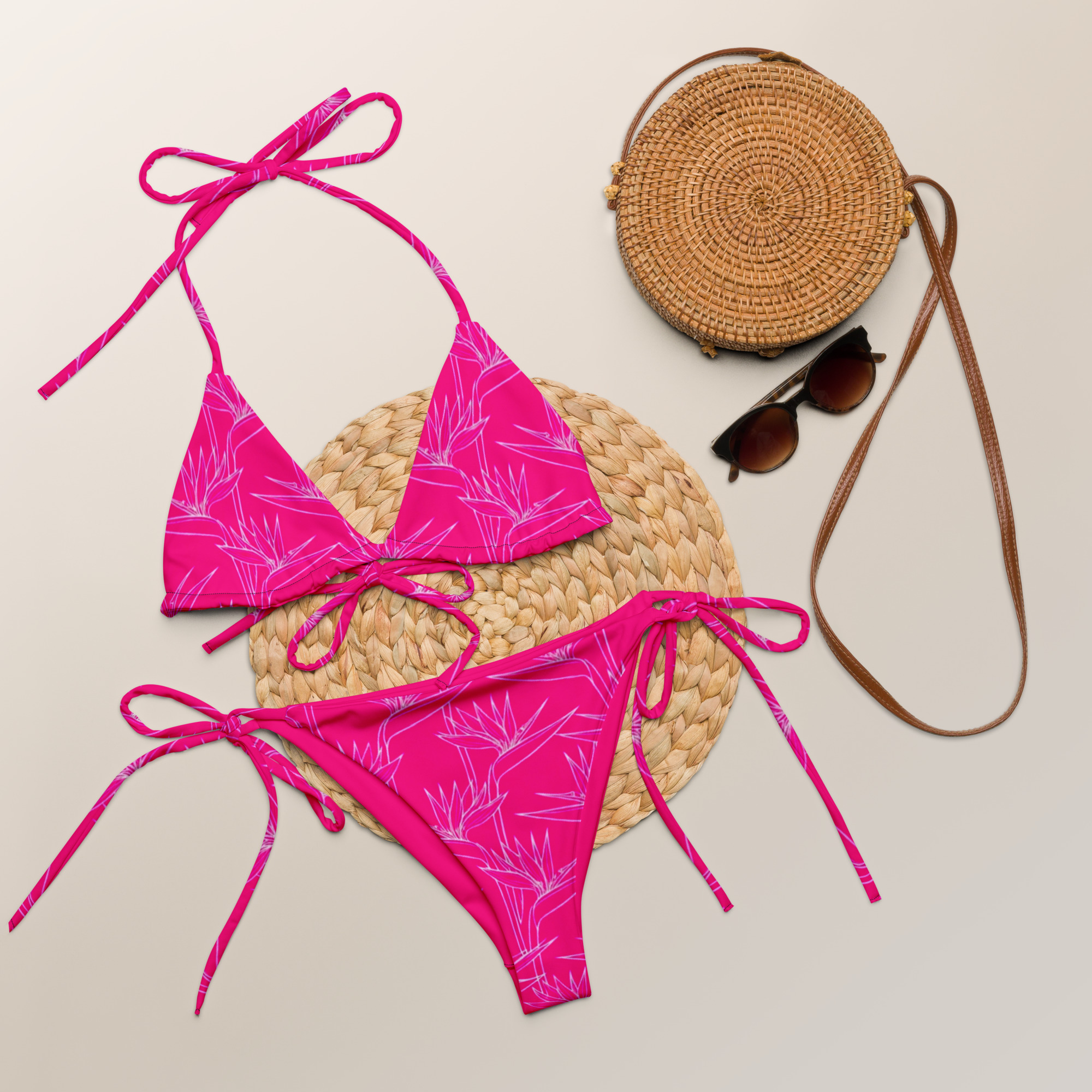 All-over print pink tropical string bikini by Withlacoochee River Outdoors