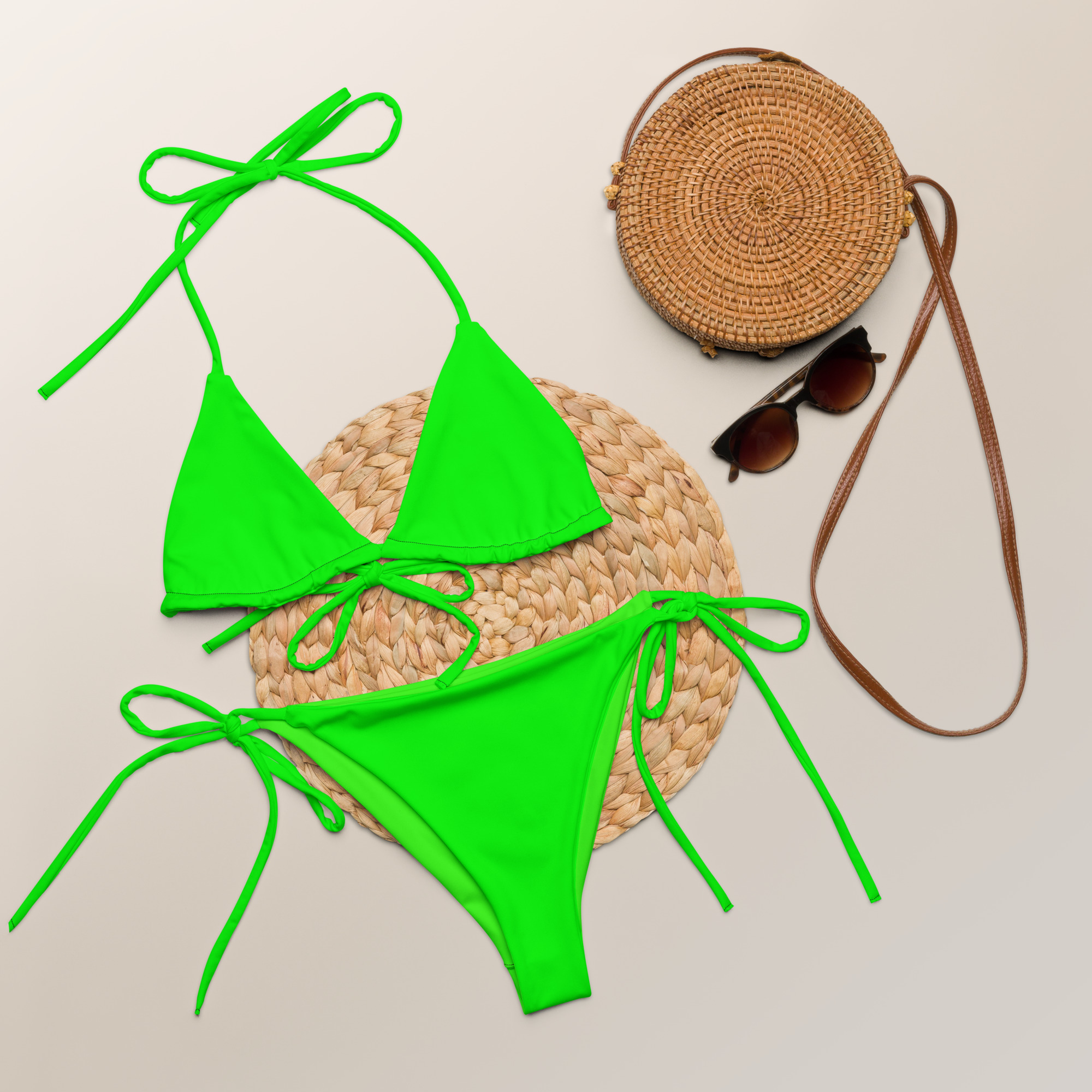 All-over print neon green string bikini by Withlacoochee River Outdoors