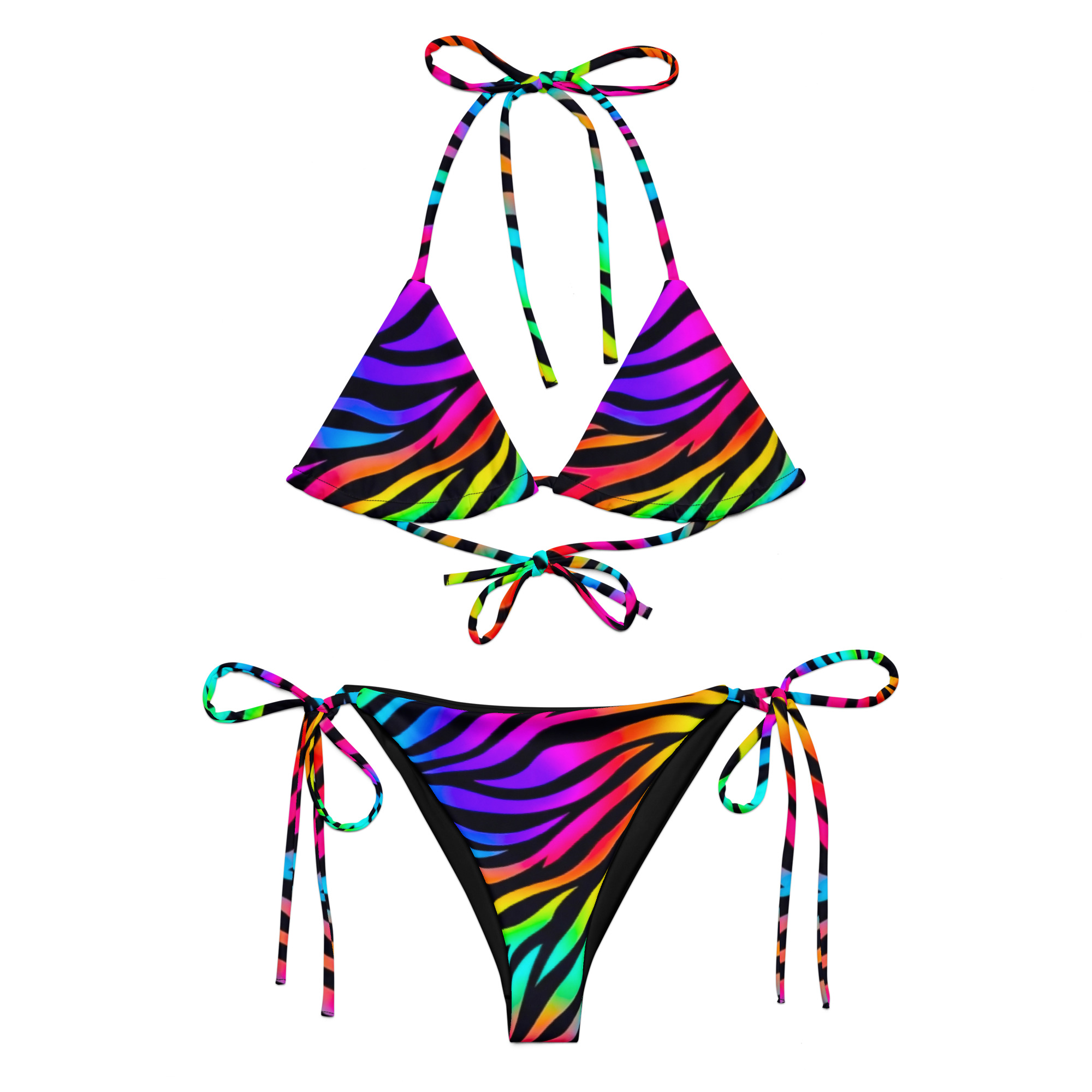 All-Over Print Rainbow Zebra String Bikini | Withlacoochee River Outdoors - Image 2