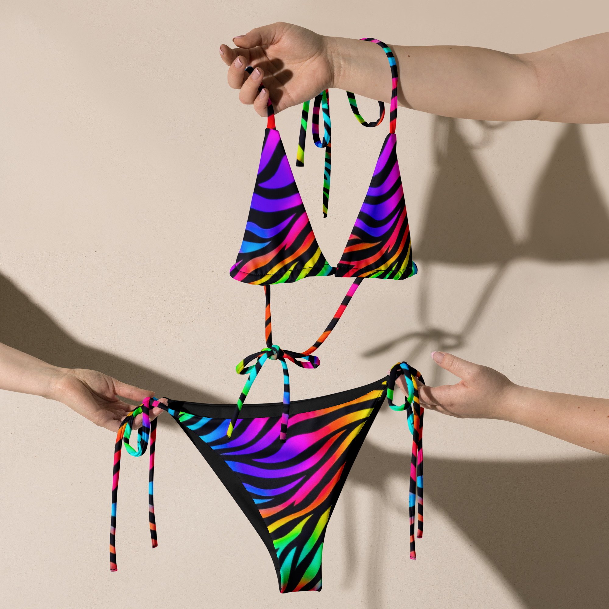 All-Over Print Rainbow Zebra String Bikini | Withlacoochee River Outdoors - Image 4