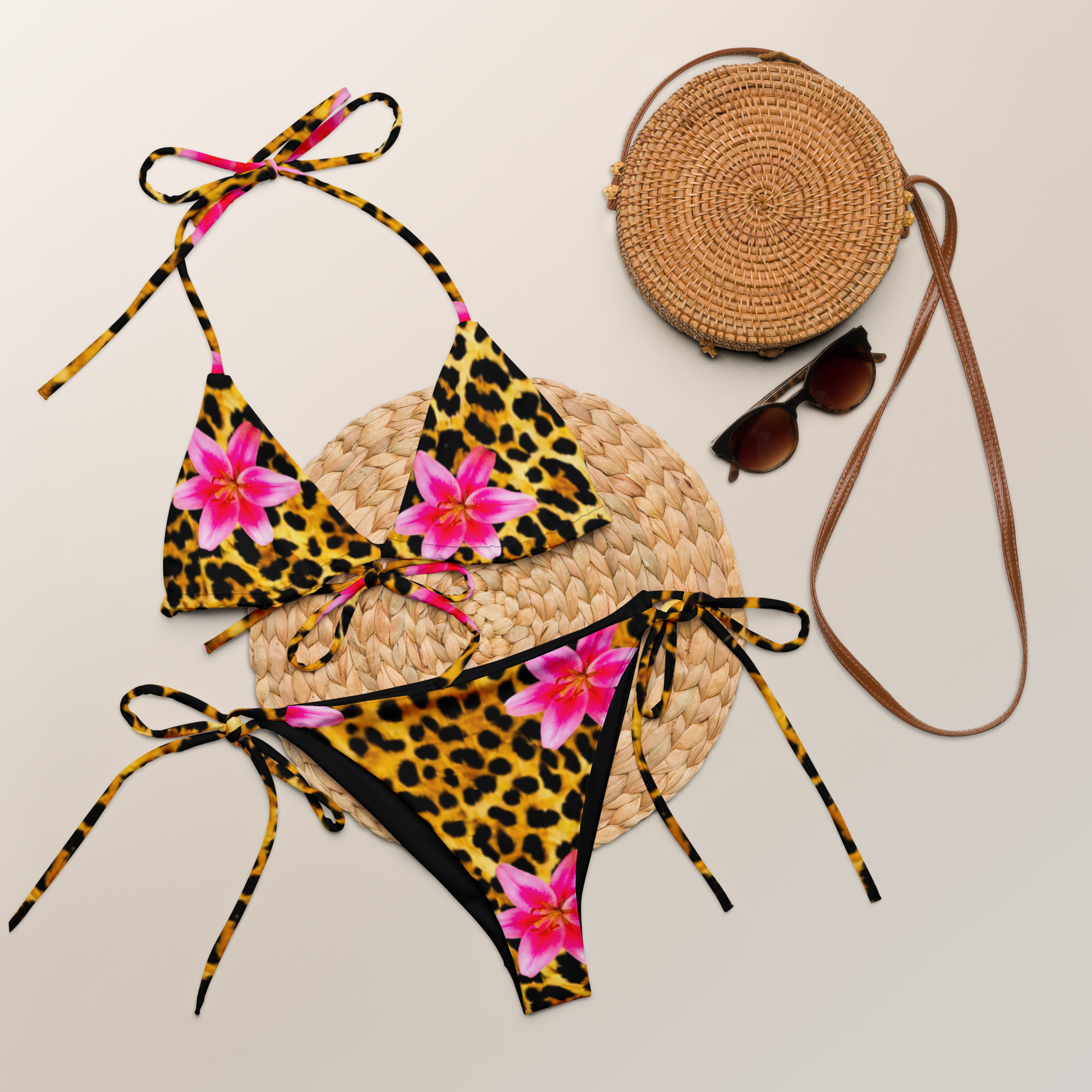 All-over print leopard floral string bikini by Withlacoochee River Outdoors