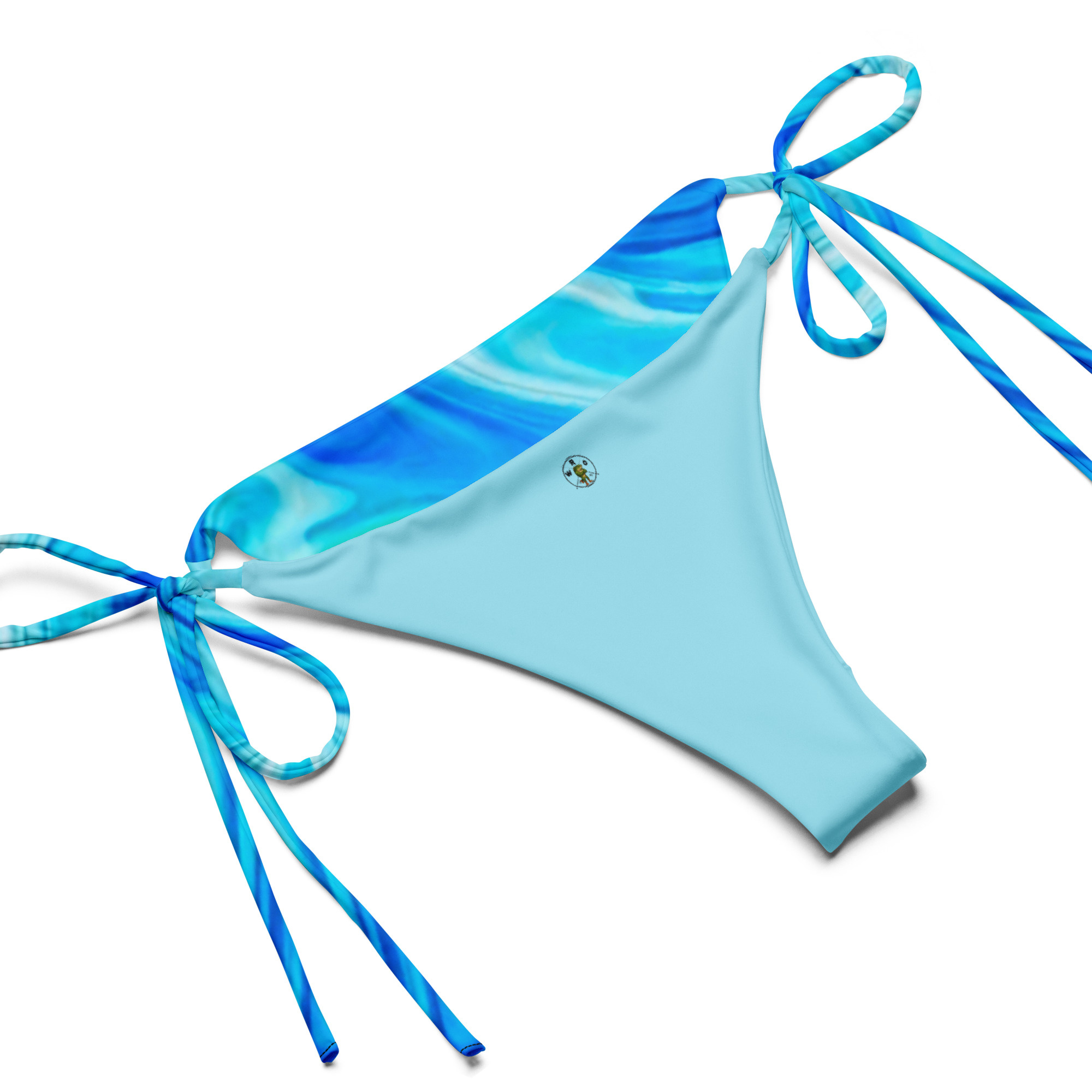 All-Over Print Blue Marble String Bikini - Image 6