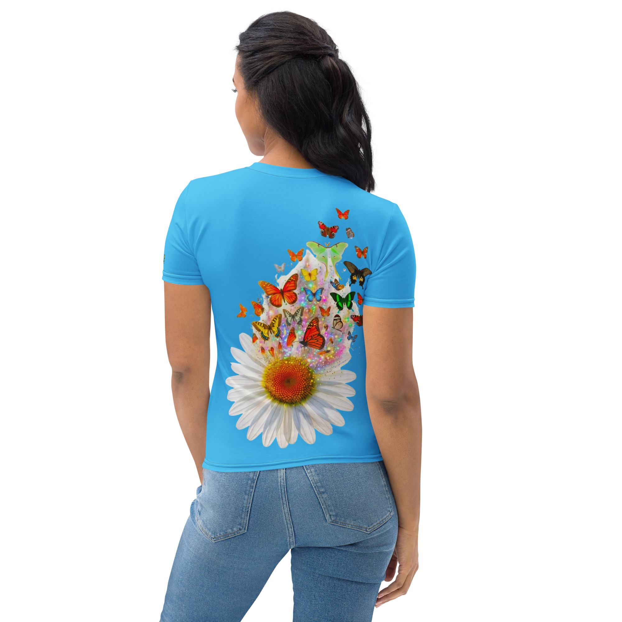 Blue Butterfly Daisy Women's Graphic T-Shirt Withlacoochee River Outdoors - Image 8