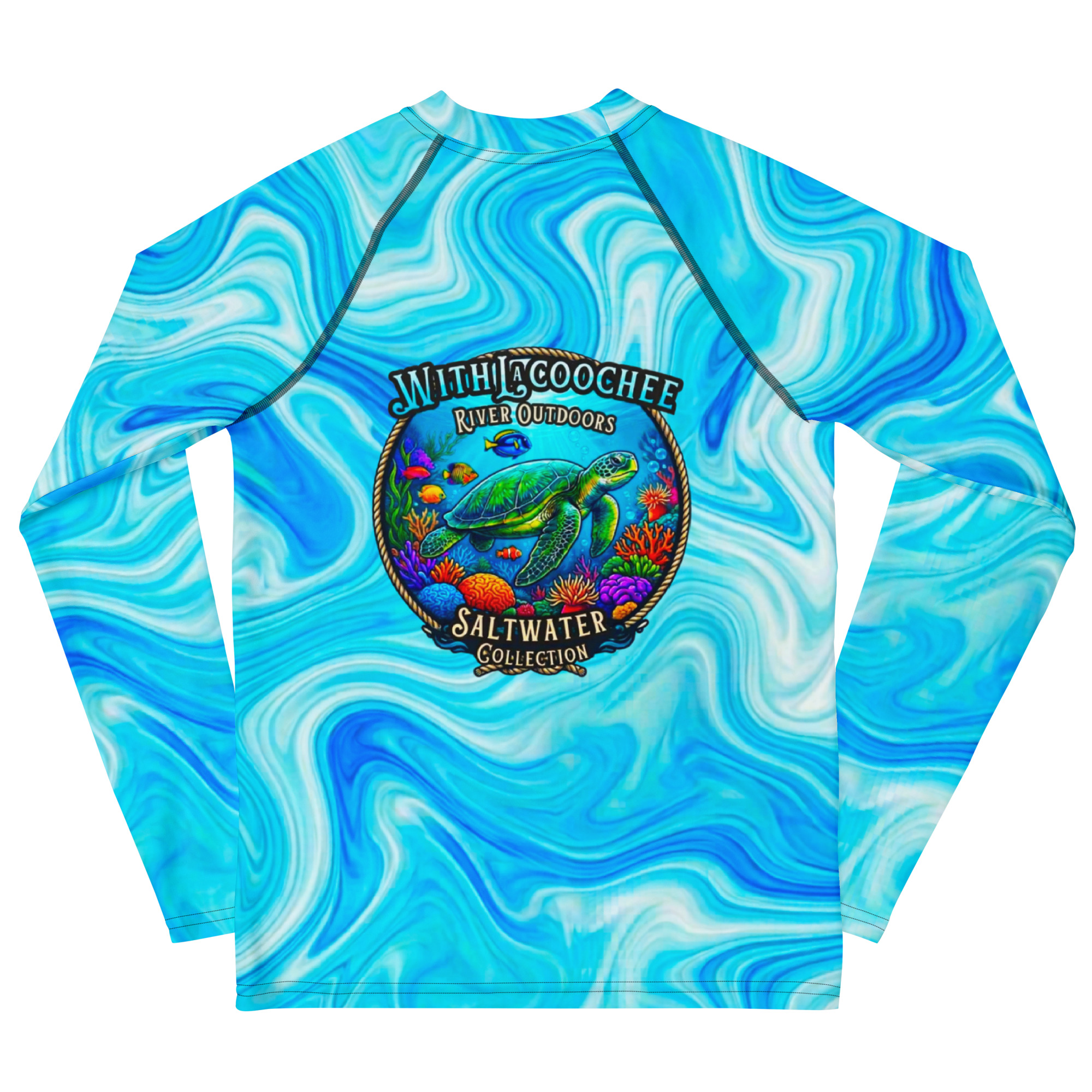 Sea Turtle Rash Guard Kids Sun Protection Shirt - Image 2
