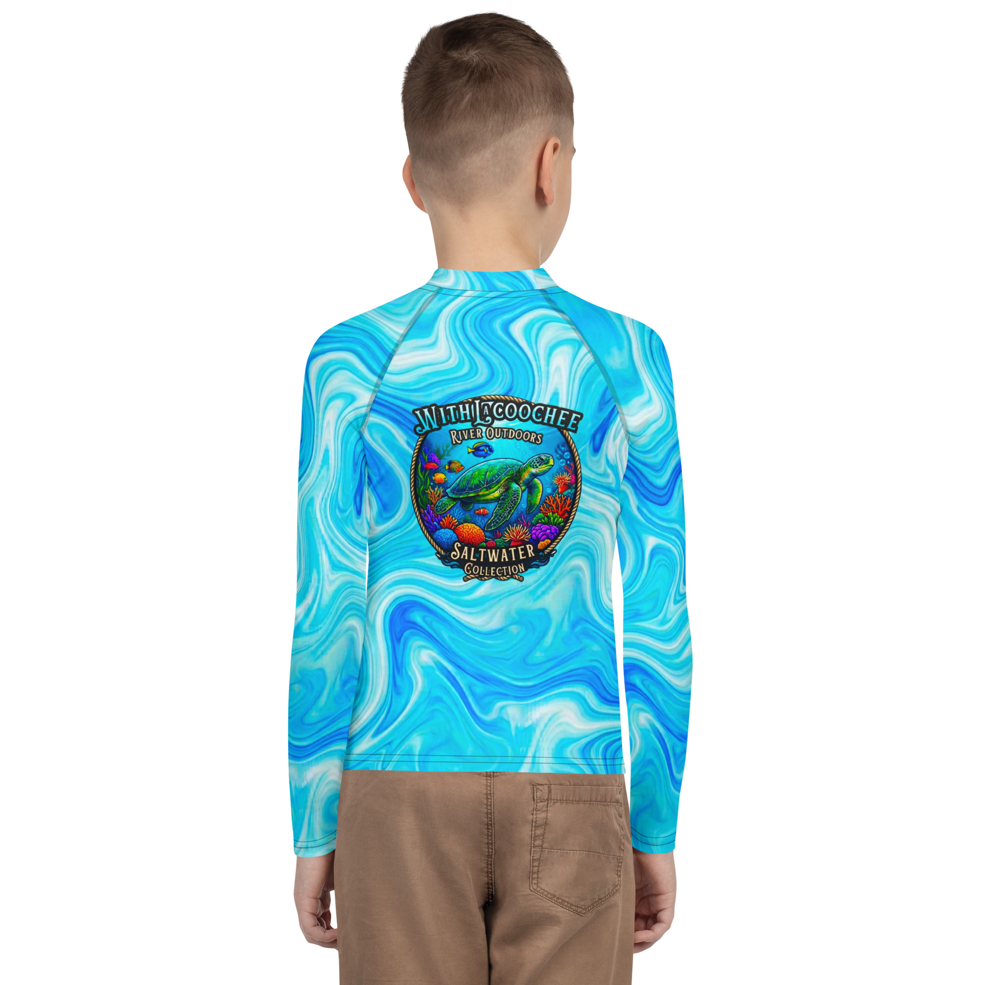 Sea Turtle Rash Guard Kids Sun Protection Shirt - Image 10