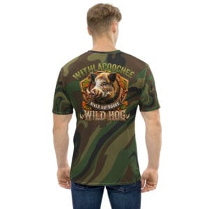 Wild hog hunting shirt in camo print, back view